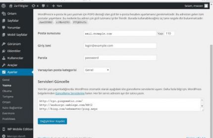 WordPress ağustos 2016 güncel ping servisleri